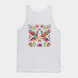 Mexican Otomí Couple of Birds Composition / Colorful & happy art by Akbaly Tank Top